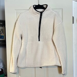 Teddy fleece quarter zip pullover sweatshirt